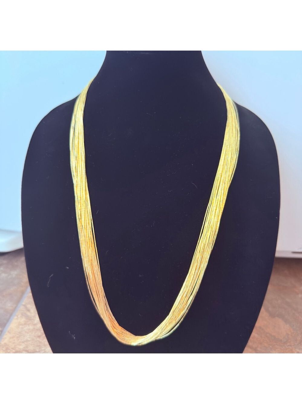 Native American Trading Post Liquid Gold Sterling Silver 30 Strand Necklace 30"